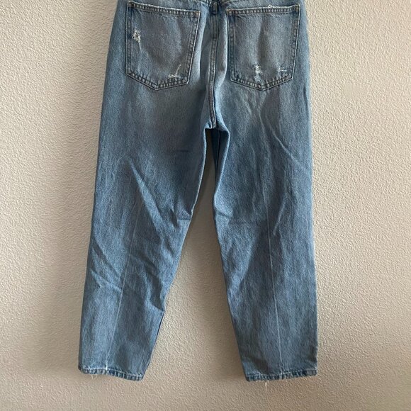 Zara High Rise Tapered Jeans Distressed Medium Wash 4 / 26 Inch Inseam - Picture 5 of 5